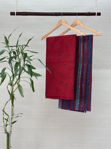Cotton Hand Block Ajrakh Floral Printed Co-Ord Set (Top & Bottom)