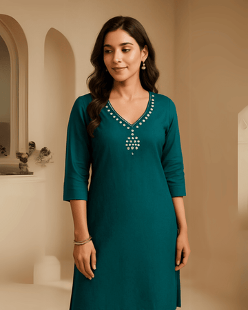 Kurta Fabric - Peacock Green